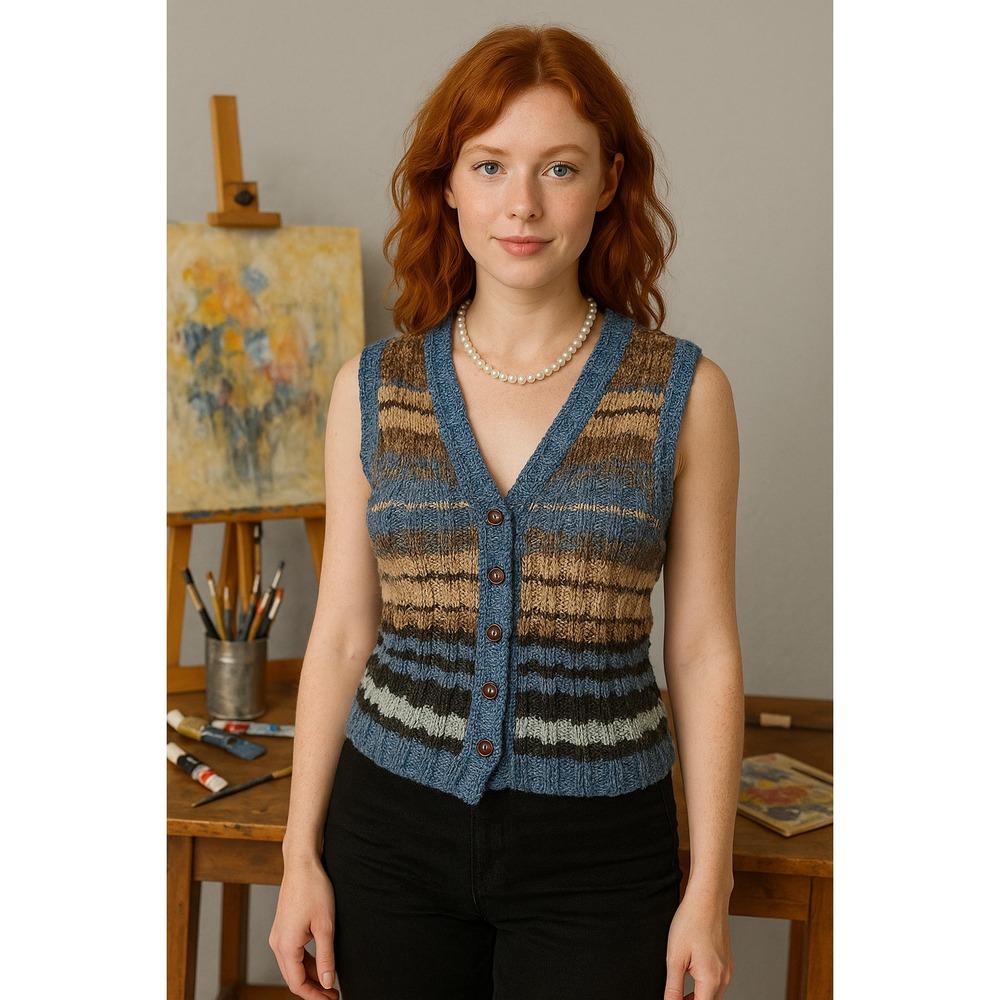 Vintage St‎ John's Bay Sweater Vest M Striped Knit Grandpa 90s Heritage Academia